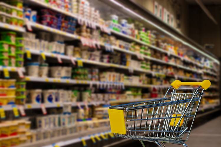 shopping cart on a grocery store